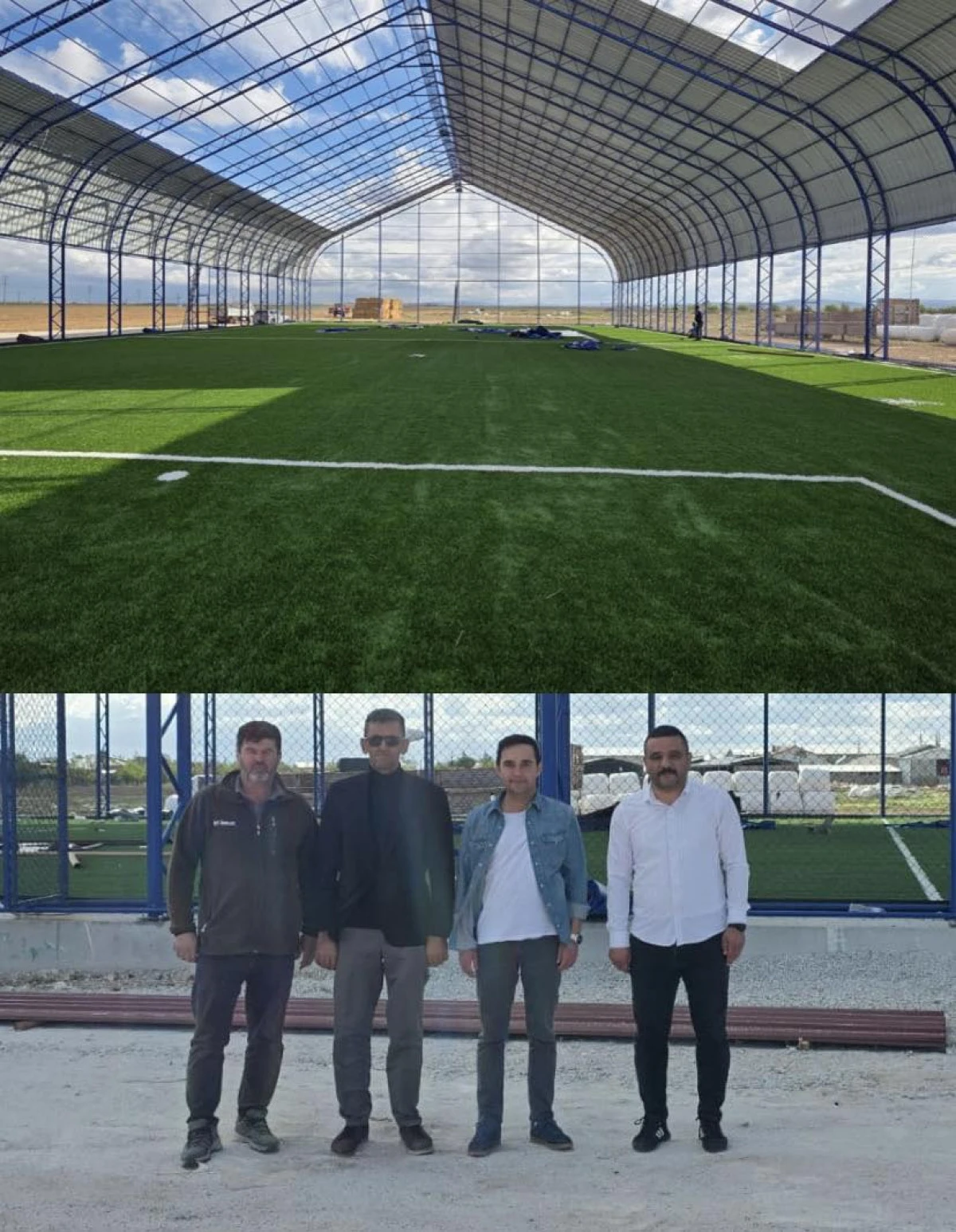 K&ouml;kez k&ouml;y&uuml;n kapalı halı sahası tamamlanmak &uuml;zere